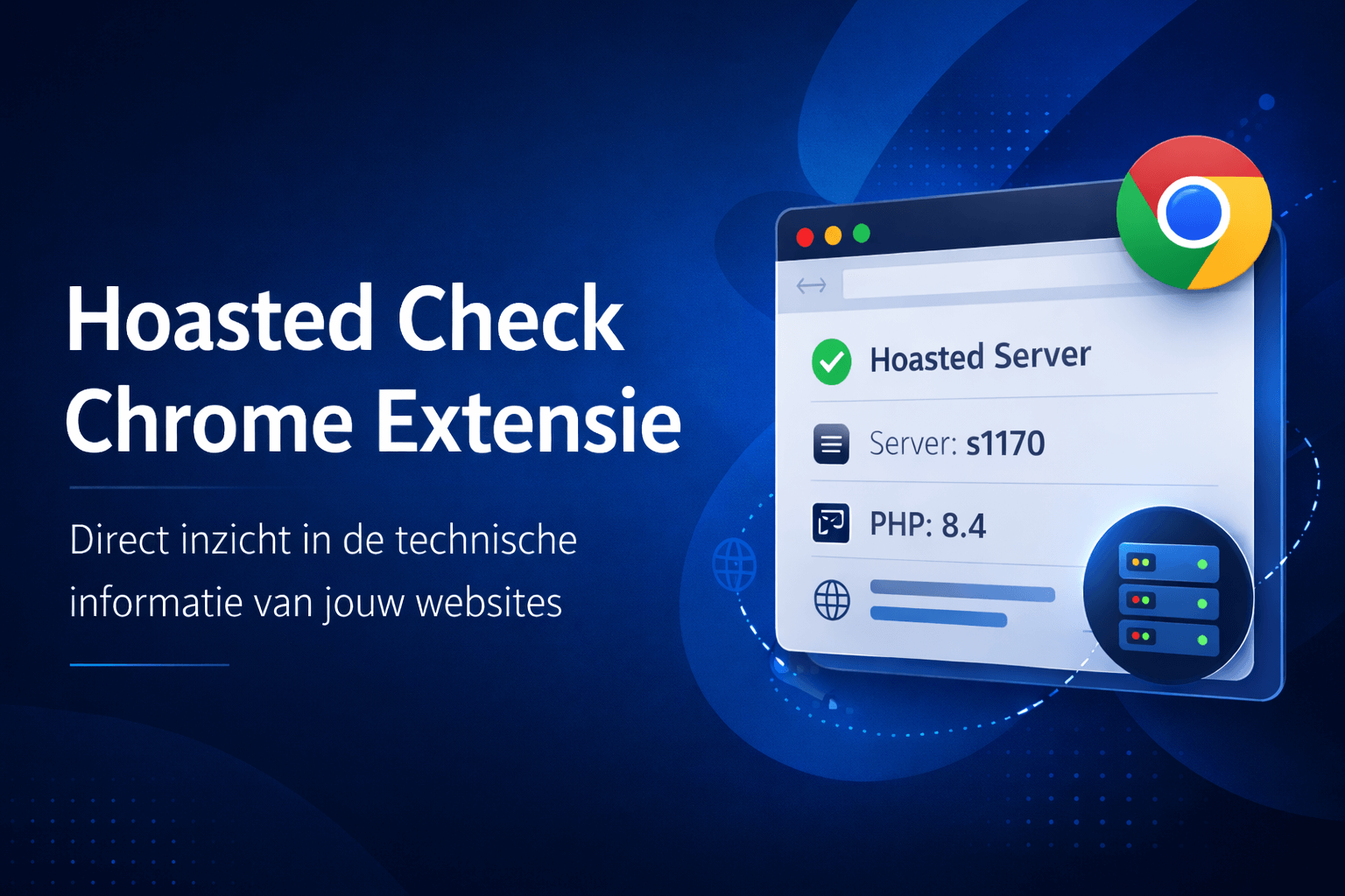 Hoasted Check Chrome extensie toont serverinformatie van websites